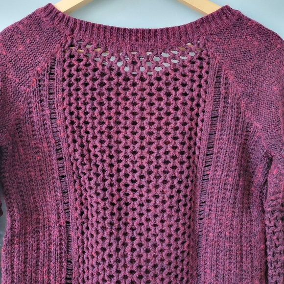 American Eagle burgundy wine open knit sweater with cable details - Picture 7 of 7